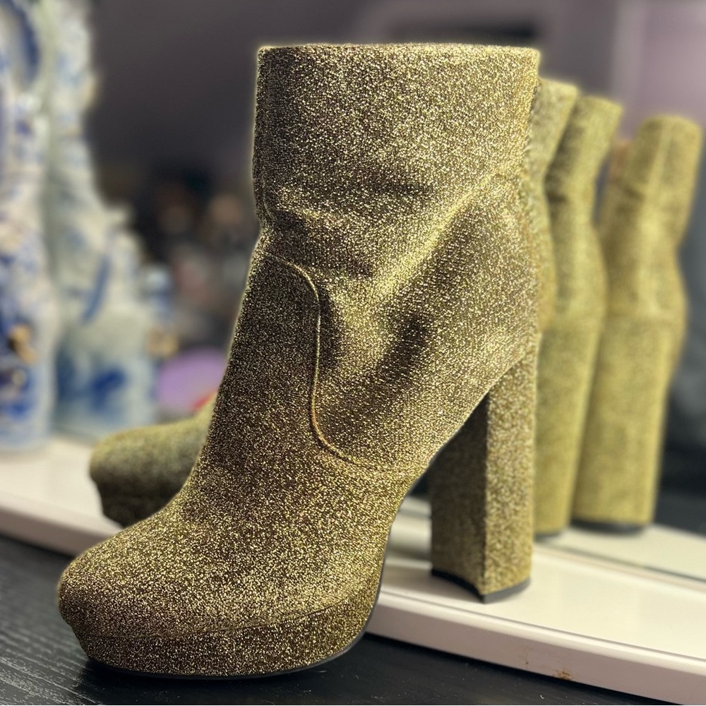 Madden Girl Gold Glitter Boots